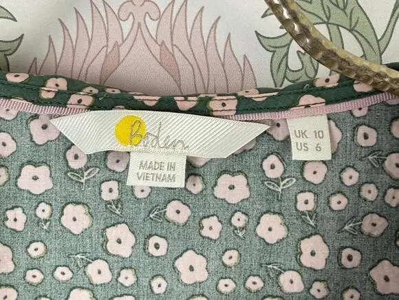 BODEN Green & Pink Floral Ruffle Statement Collar Long Sleeve Blouse - Size - 6 - Picture 8 of 10